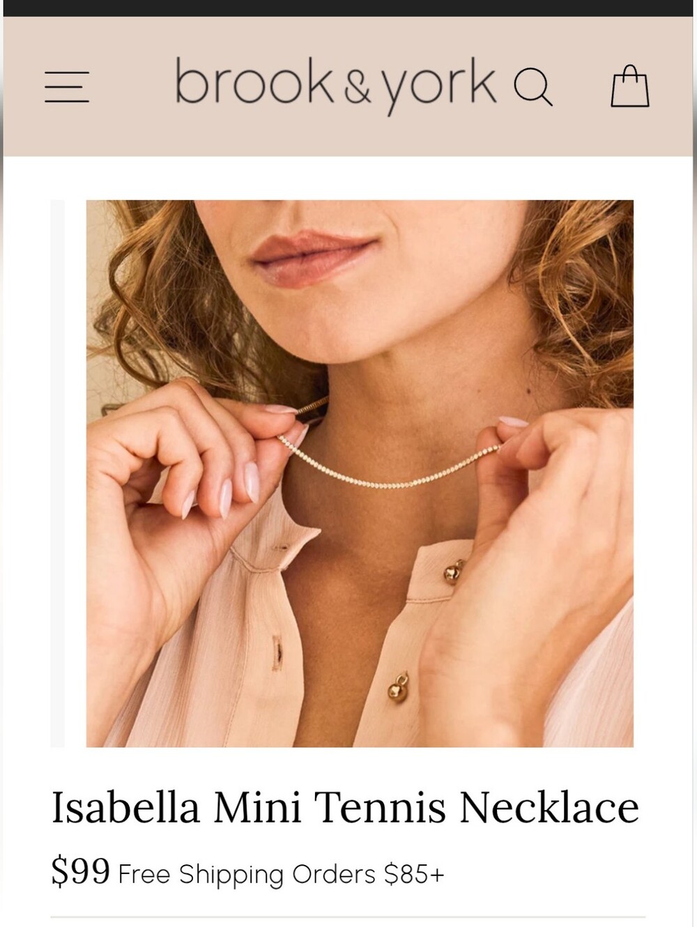 Brook & York Isabella Mini Tennis Necklace - Gold Vermeil